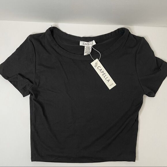 NWT!Medium Crop Top| black basic tee - Picture 5 of 7